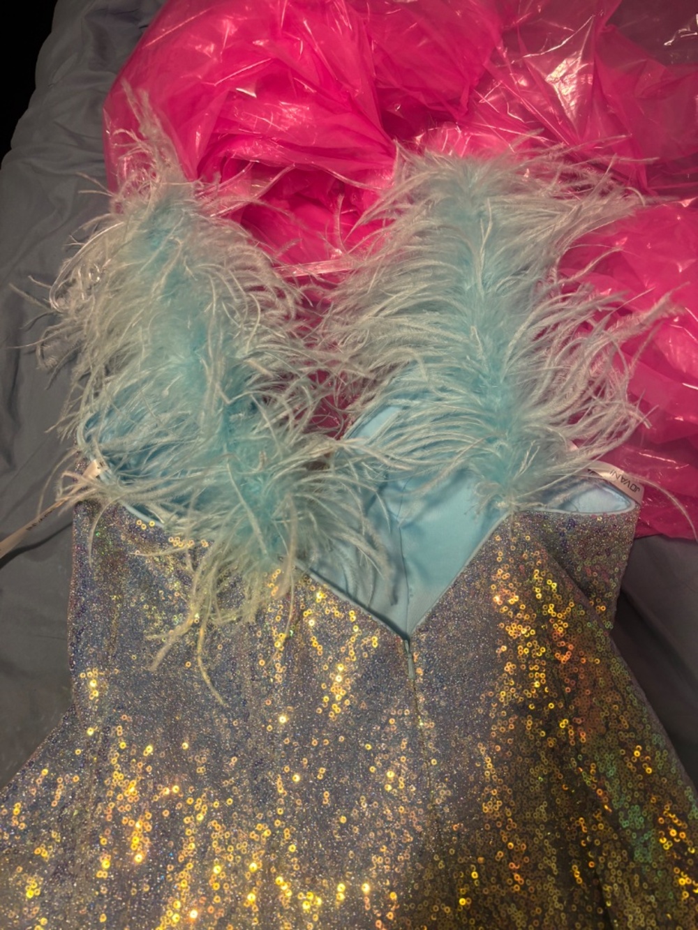Jovani iridescent blue pageant prom gown - Picture 3 of 6